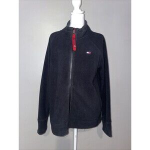 Tommy Hilfiger Sport Mens Large L Black Fleece Zip Up Jacket